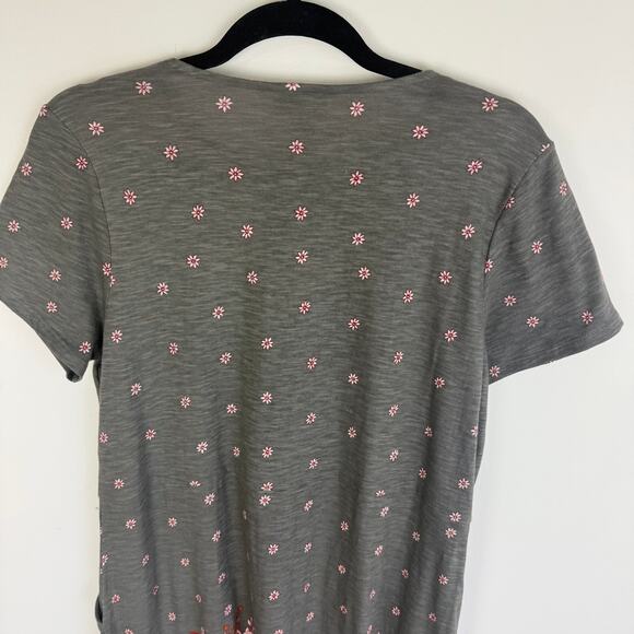 J. Jill Womens Caraway Sheath Short Sleeve Floral Pockets Grey/Red Dress Medium - Picture 5 of 9